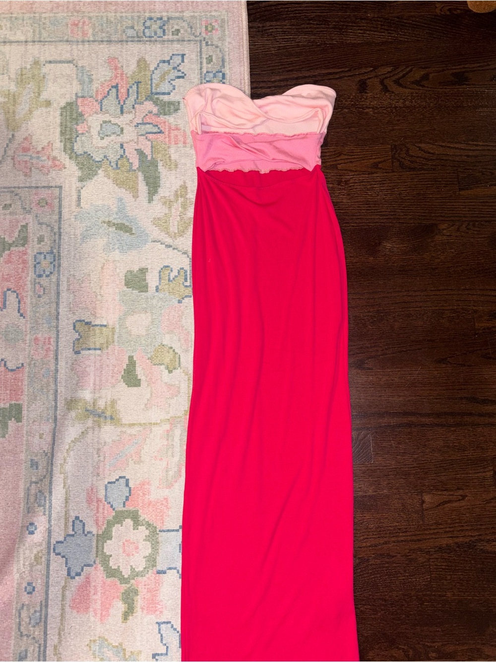 Sleeveless Front Twist Colorblock Maxi Dress in Pink Tones